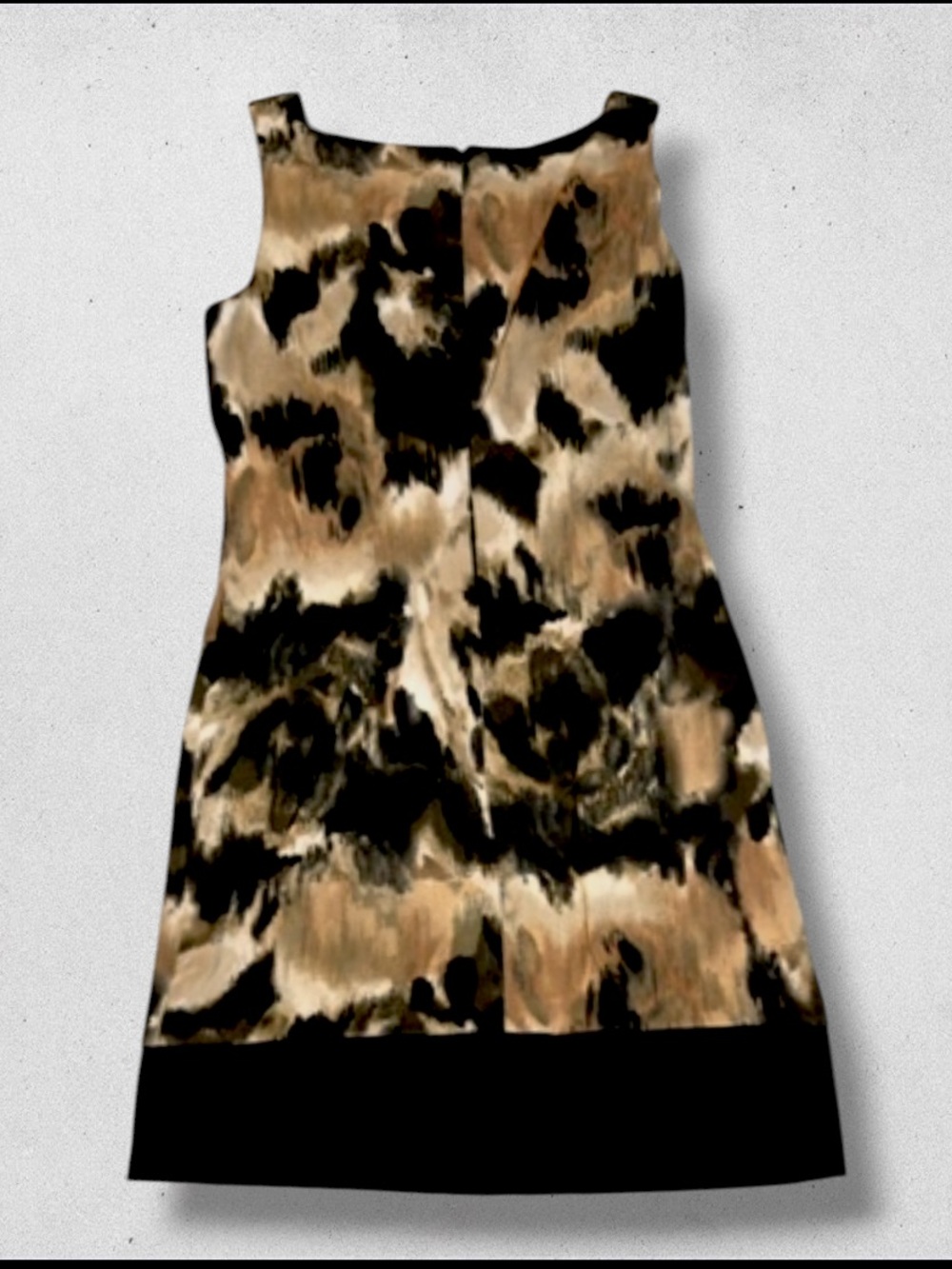 AB Studio Black & Brown Print Midi Dress Size 8 | Business Casual